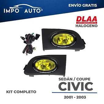 Neblineras amarillas Honda Civic 2001 2003 tipo OEM