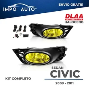 Neblineras DLAA HD Honda Civic Sedan 2009 2011 amarillas tipo OEM