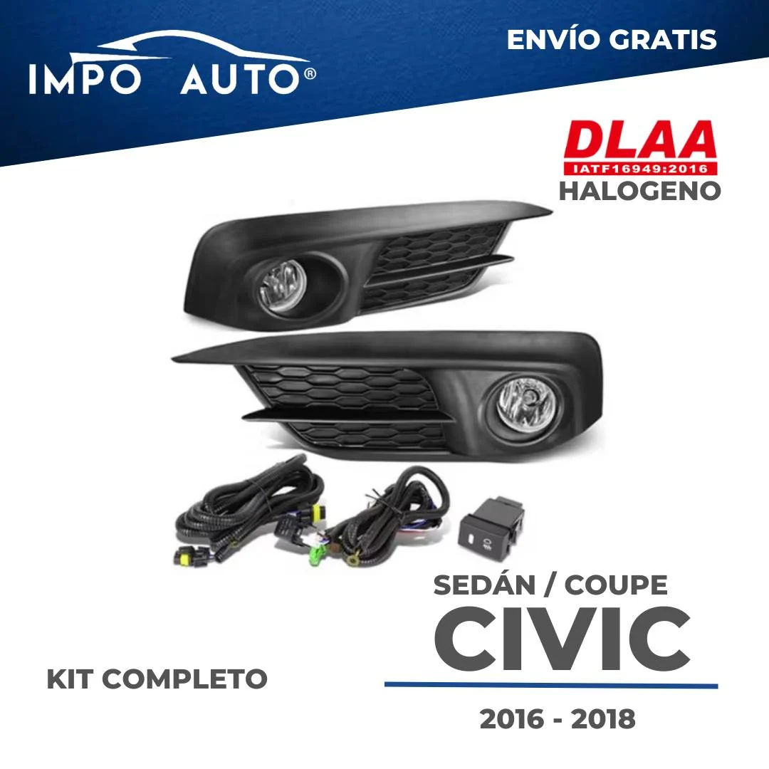 Neblineras DLAA Honda Civic 2016 2018 tipo OEM