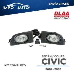 Neblineras para Honda Civic Sedan y Coupe 2001 a 2003